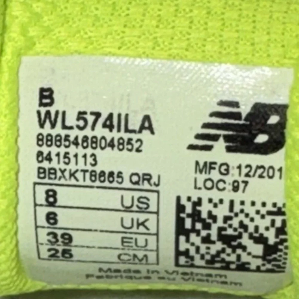New Balance 574 WL574ILA Womens 8 Teal‎ Neon Yellow Luau Pack Sneakers